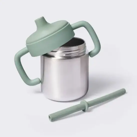 8oz Stainless Steel Sippy Cup - Green - Cloud Island&trade; image {4}