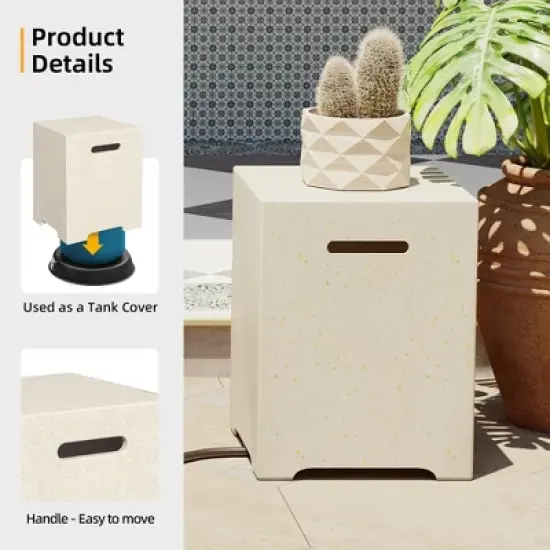 UPHA 42-inch Outdoor Round Magnesium Oxide Fire Pit Table Propane with Tank Cover and Wind Guard image {6}