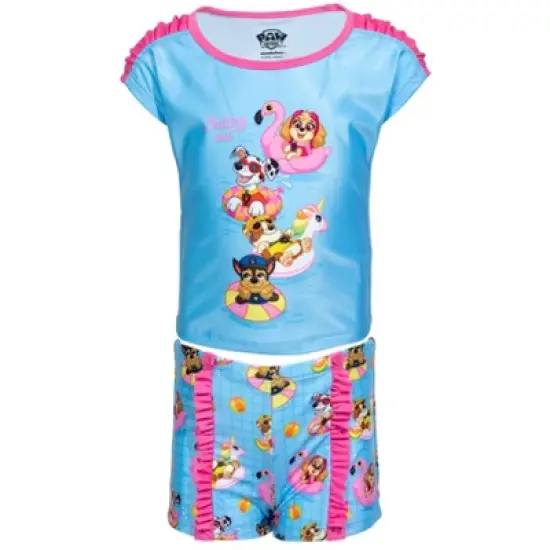 Paw Patrol Rubble Marshall Chase Girls Rash Guard and Swim Shorts Little Kid image {8}