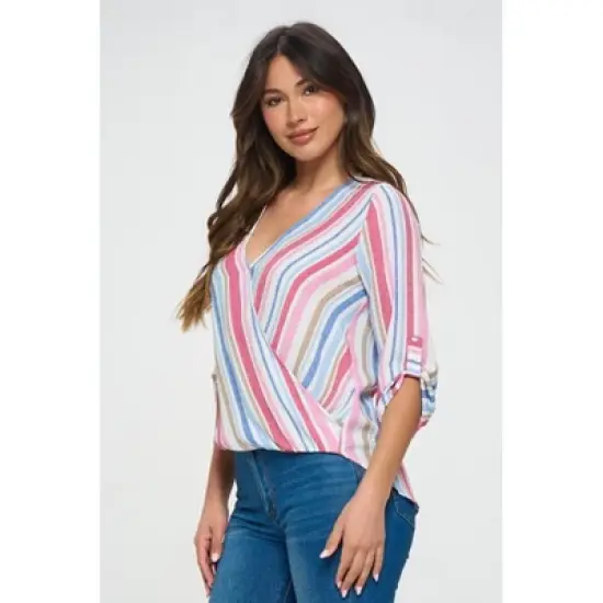 WEST K Women's Alexa Surplice Rolltab Blouse image {1}