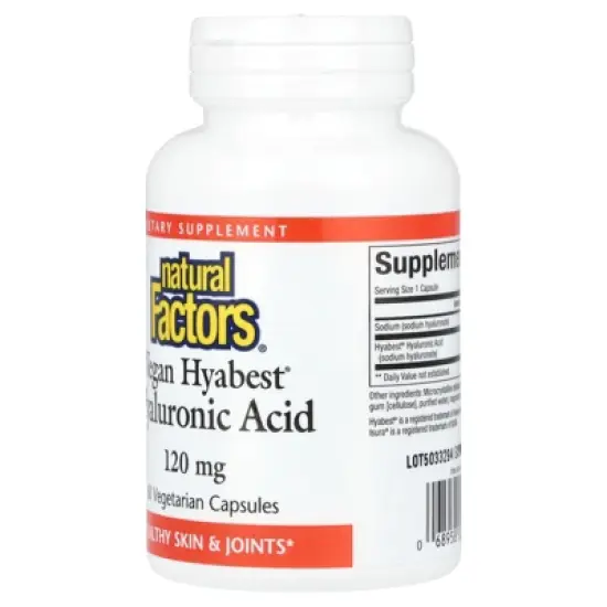 Natural Factors Vegan Hyabest, Hyaluronic Acid, 120 mg, 60 Vegetarian Capsules image {2}