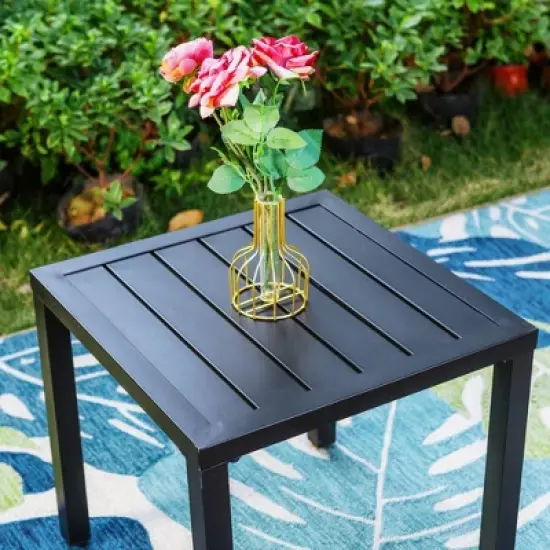 3pc Patio Dining Set with Small Square Table & 360 Swivel Padded Arm Chairs - Captiva Designs: Weather-Resistant Outdoor Furniture image {2}