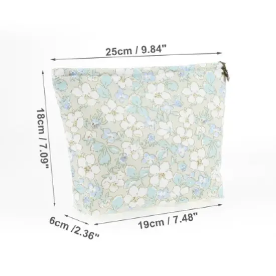 Unique Bargains Women's Durable Cosmetic Bag Green Blue 1 Pc image {1}