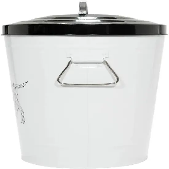 Amici Pet Zentangle Dog Food Large Metal Storage Bin, 17 lbs, Airtight Seal, Removable Lid, Metal Handle for Convenient and Stylish Storage,260 oz. image {3}