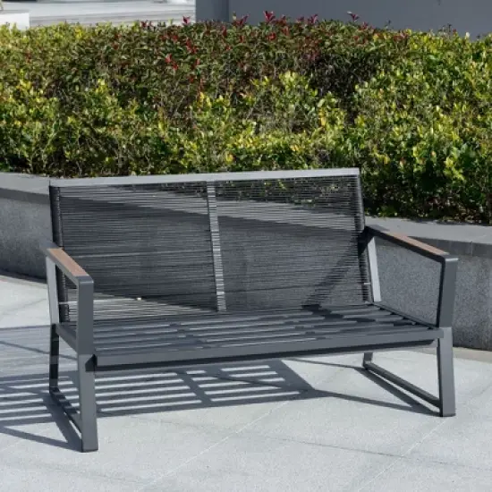 Outsunny 4 Piece Patio Furniture Set, Aluminum Conversation Set, Outdoor Garden Sofa Set with Armchairs, Loveseat, Center Coffee Table and Cushions image {3}