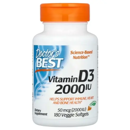Doctor's Best Vitamin D3, 50 mcg (2,000 IU), 180 Veggie Softgels image {4}