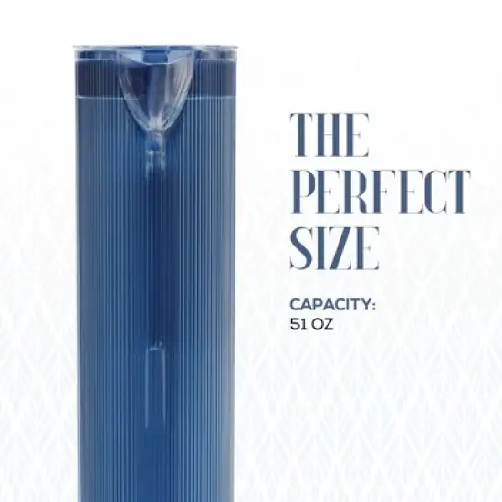 Elle Decor Acrylic Water Pitcher with Lid, 50-Ounces Iced Tea Pitcher for Fridge, Indigo Blue Tall Jug image {6}