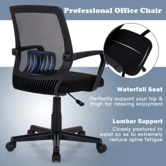 Costway Height Adjustable Mid-Back Mesh Chair  Executive Chair w/ Lumbar Support image {6}