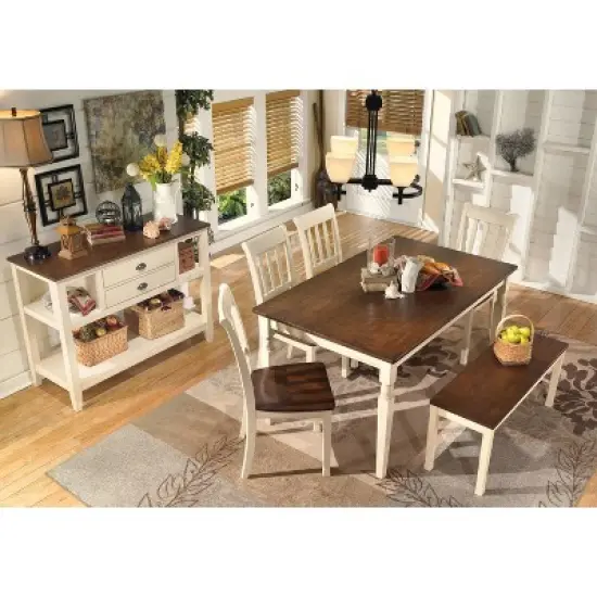 Whitesburg Rectangular Dining Room Table Wood/Brown/Cottage White - Signature Design by Ashley image {4}