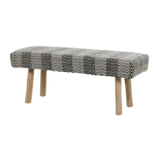 Bohemian Wood Cotton Upholstered Bench - Olivia & May image {1}