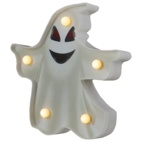 Northlight LED Lighted Ghost Halloween Marquee Sign -7" White image {3}