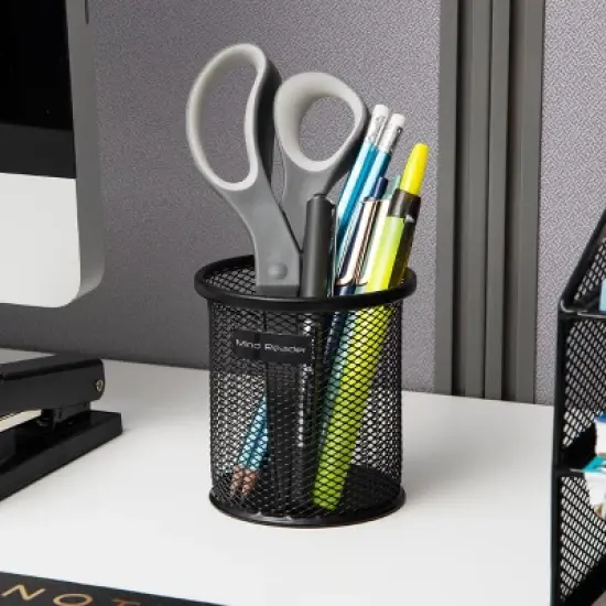 Mind Reader Mesh Paper Clip Holder Paperclip Holders Dispenser for Desk, Desk Accessories Organizer, Office Organization, Black image {5}