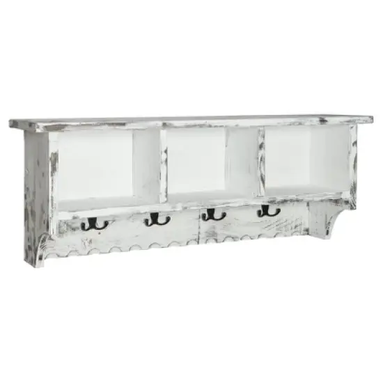 Country Cottage Entryway Coat Hook with Storage Cubbies Antique Finish - Alaterre Furniture image {5}