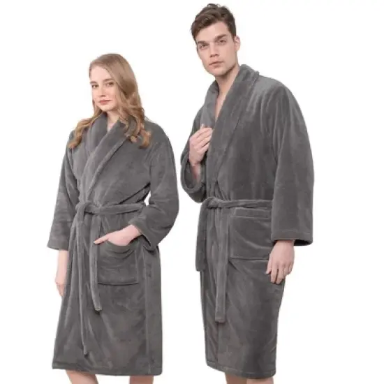 American Soft Linen Warm Fleece Bathrobe, Mens and Womens Adult Robes for your Bathroom, Shawl Collar Robes image {10}