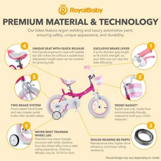 RoyalBaby Princess Girl Kids Bicycle with Kickstand image {4}