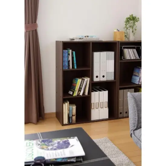 IRIS USA 5-Compartment Wood Organizer Bookcase Storage Shelf image {1}