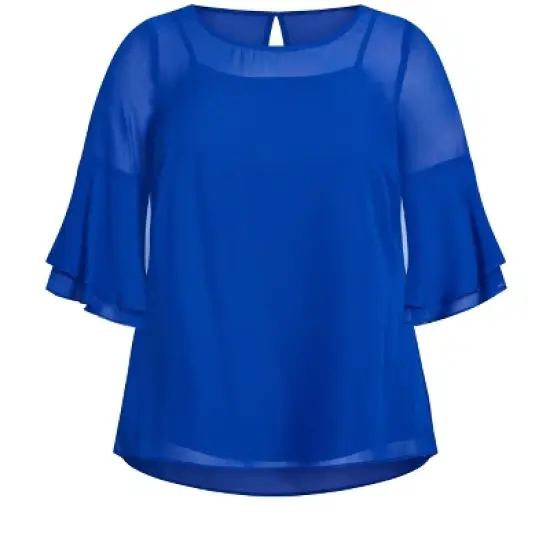 Women's Plus Size Alex Double Flutter Plain Top - marine | AVENUE STUDIO image {2}