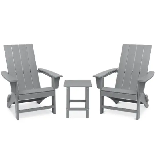 GARPROVM 2 Upgraded Folding HDPE Adirondack Chairs with Side Table Weather-Resistant For Outdoor image {11}