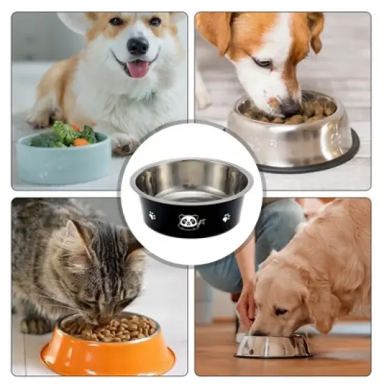 Unique Bargains Non-Skid Panda Pattern Small Dog Bowl 1 Pc image {3}