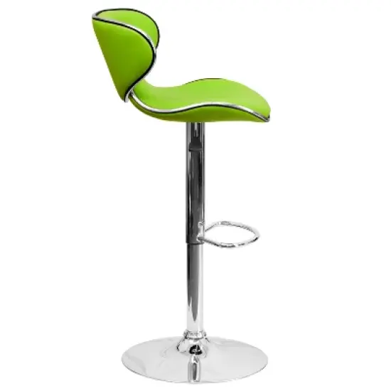 Flash Furniture Contemporary Cozy Mid-Back Vinyl Adjustable Height Barstool with Chrome Base image {3}