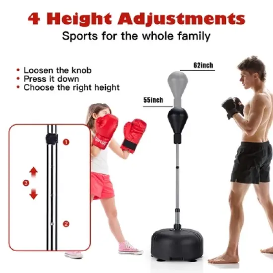 Costway Freestanding Punching Bag w/Stand Boxing Gloves for Adult Kids Adjustable image {2}