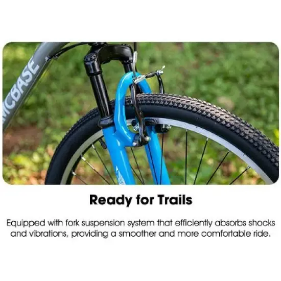 BAMCBASE Agave Mountain Bike, Mens Womens MTB with 21 Speeds, High-Tensile Steel Frame, V Brake, Hardtail Bicycle for Adults image {4}