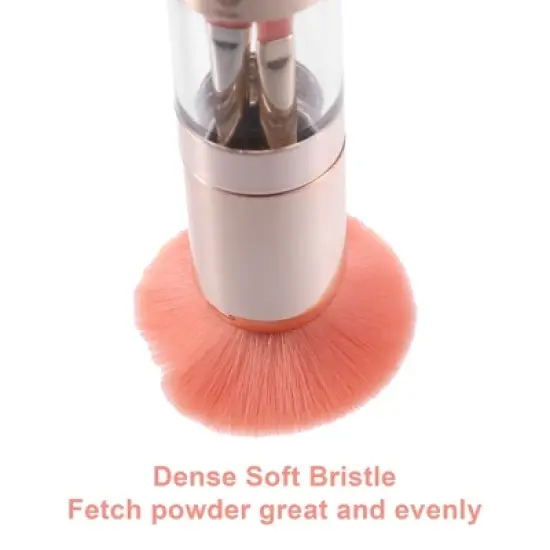 Unique Bargains 5 in 1 Makeup Brush Set Foundation Sponge Brush Eyebrow Brush Plastic Handle Pink 5.2Inches Height 1 Set image {3}