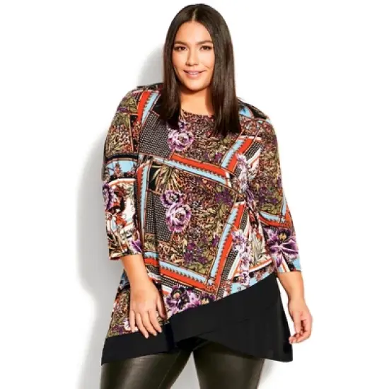Women's Plus Size Simone Asymmetrical Print Tunic - multi | AVENUE image {4}