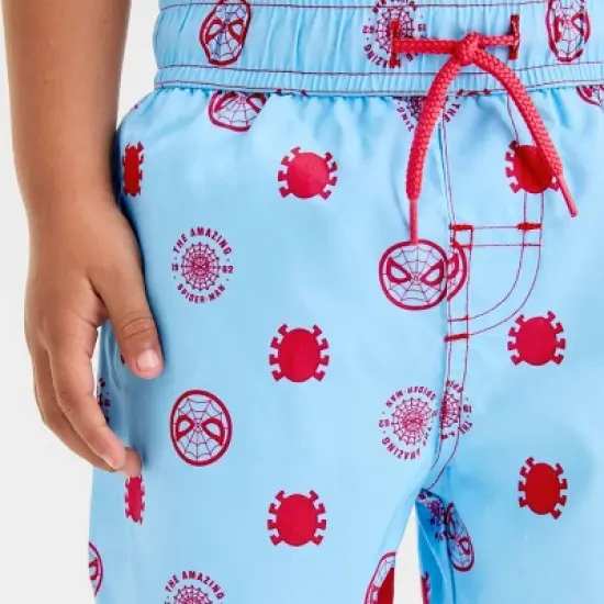 Toddler Boys' Marvel Spider-Man Swim Shorts - Light Blue image {1}