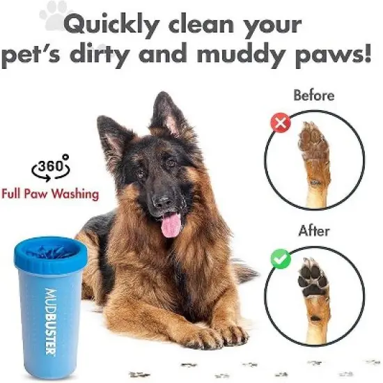 Dexas MudBuster Large Portable Pro Blue Paw Cleaner for Dogs - Large Blue image {3}