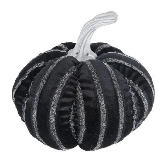 Whisen Fabric Stripe Pumpkin Decor, Holiday Halloween Decoration - Black & White image {4}