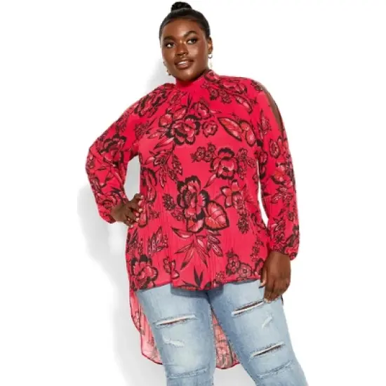 Women's Plus Size Cherry Bloom Top - cherry | CITY CHIC image {7}