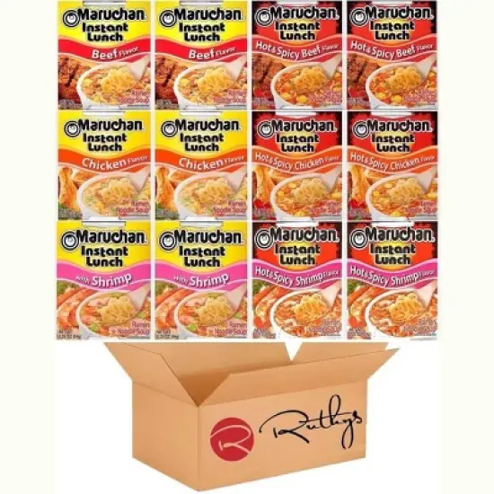 Maruchan Ramen Noodle Cup Soup Instant Lunch 12 Count - Assorted Flavors image {1}