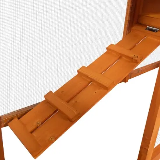 Sevobal Pet Crates and Houses 2 Tiers Rabbit Hutch on Wheels, Openable Roof, Easy-to-Clean Tray, House for Small Animals, Orange, 35.4"*19.7"*21.7" image {3}