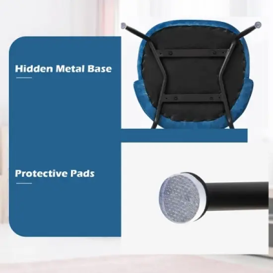 Tangkula Dining Chair Set of 4 Upholstered Velvet Chair Set w/ Metal Base for Living Room image {5}