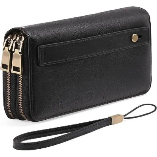 Ladies' clutch bag with anti-theft wrist strap,leather wallet,large-capacity credit card holder,handle-style carry strap image {9}