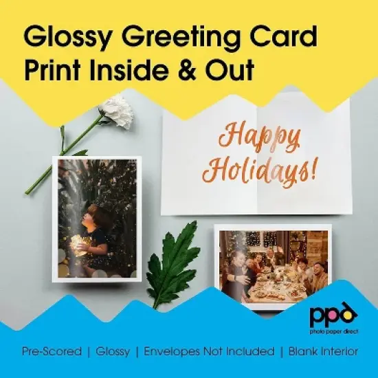 PPD Glossy Printable Greeting Cards 8.5x11" 20 sheets 240 gsm for Inkjet Printers image {5}