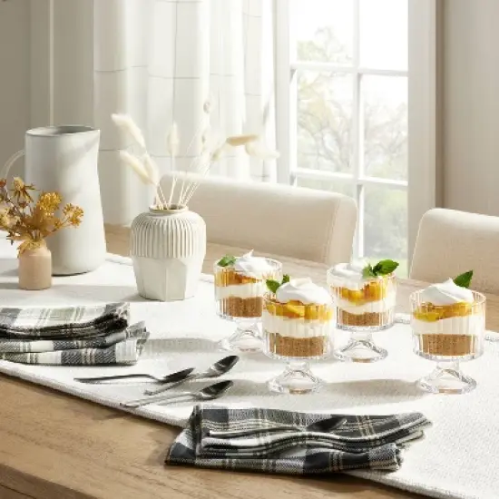 4pk 8oz Fluted Glass Parfait Cup Set Clear - Hearth & Hand&trade; with Magnolia image {1}