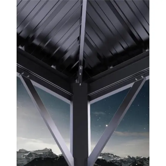 GustoWave 10'x12' Outdoor Double Hardtop Patio Gazebo for Deck, Backyard, Lawn, Garden image {4}