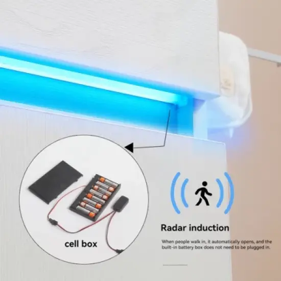 KIGFTSOD 16" Bathroom Vanity with Sink,radar sensing light,Large Space Storage for Small Space,Wall Mounted Bathroom Vanity Cabinet image {4}