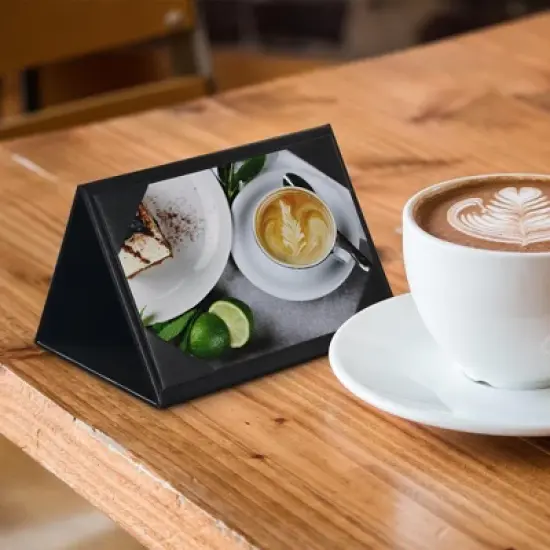 WeChef 10Packs 4"x 6" 3 Sides Table Tent Holder Menu Holder for Bar Cafe Restaurant Black image {8}