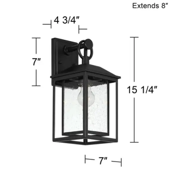 Franklin Iron Works Califa Mission Outdoor Wall Light Fixture Black Metal 15 1/4" Clear Seedy Glass for Post Exterior Barn Deck House Porch Yard Patio image {7}