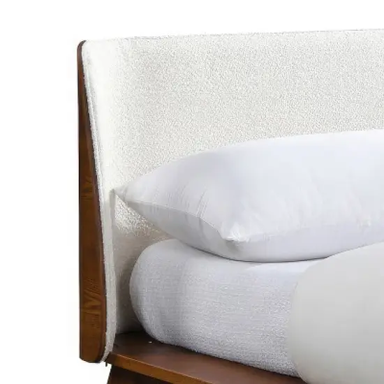 HOMES: Inside + Out 3pc Queen Riverstone Mid-Century Boucle Platform Bedroom Set with 2 Nightstands Walnut image {9}