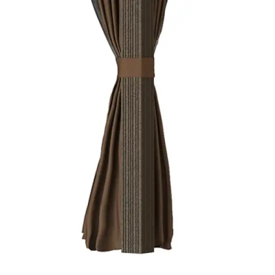 Outsunny Patio Gazebo 12' x 12', Netting & Curtains, 2 Tier Double Vented Steel Roof, Hardtop, Ceiling Hooks, Rust Proof Aluminum, Brown image {4}