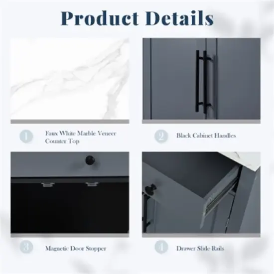 TIRAMISUBEST 4-Piece Freestanding Kitchen Pantry Cabinet Combo, Tall Kitchen Hutch with Storage Drawers and Adjustable Shelf image {7}