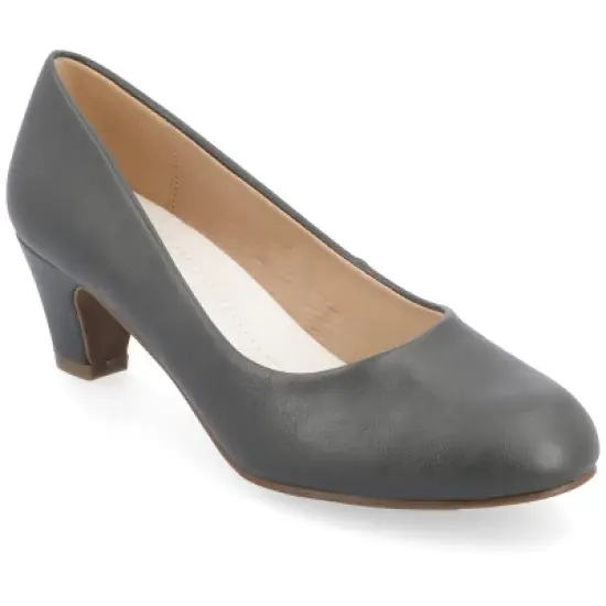 Journee Collection Womens Luu-m Comfort Insole Round Toe Low Block Heel Pumps image {11}