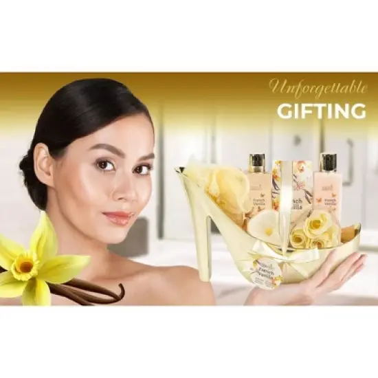 French Vanilla Shoe Spa Gift Set Bath Essentials Gift Basket image {3}