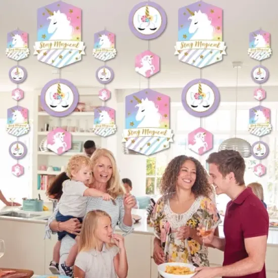 Big Dot of Happiness Rainbow Unicorn - Magical Unicorn Baby Shower or Birthday Party DIY Dangler Backdrop - Hanging Vertical Decorations - 30 Pieces image {2}