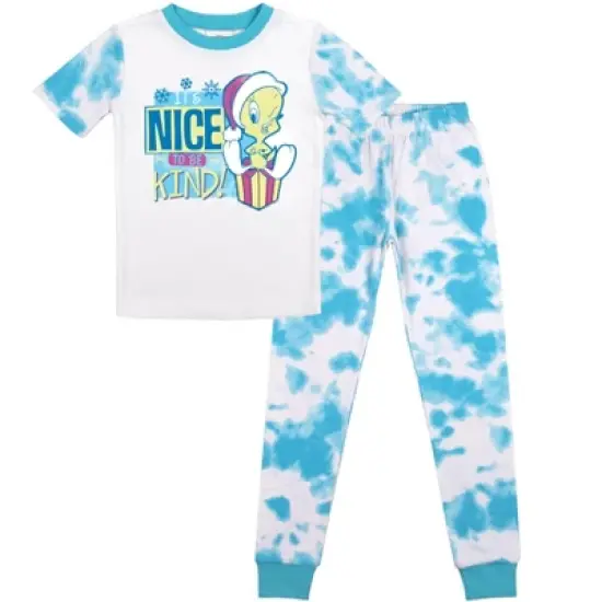 Looney Tunes Tweety It's Nice To Be Kind Youth Blue & White Wash Pattern Sleep Set image {6}