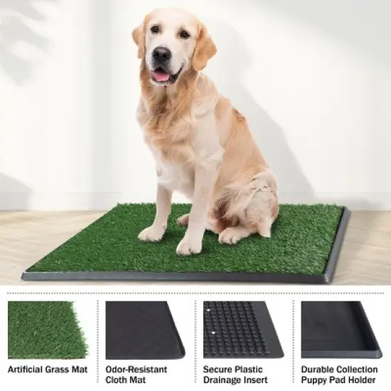 Artificial Grass Puppy Pee Pad for Dogs and Small Pets - 20x30 Reusable 4-Layer Training Potty Pad with Tray - Dog Housebreaking Supplies by PETMAKER image {2}